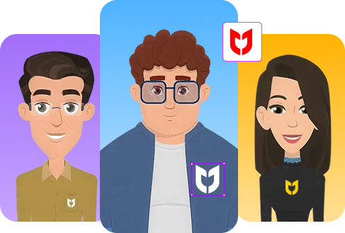 Logo placement on characters illustration