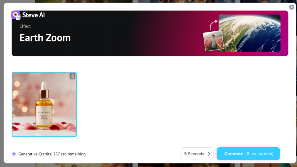 Earth zoom - AI motion effects on Steve AI - click to generate the clip