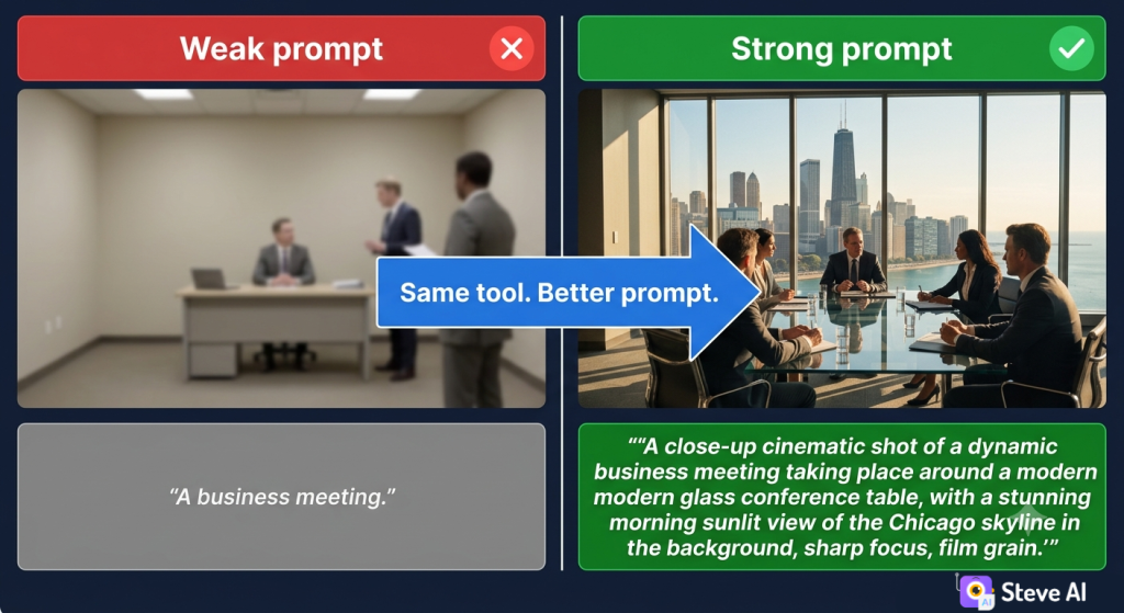 AI Video from Prompt - Weak Prompt vs Strong Prompt