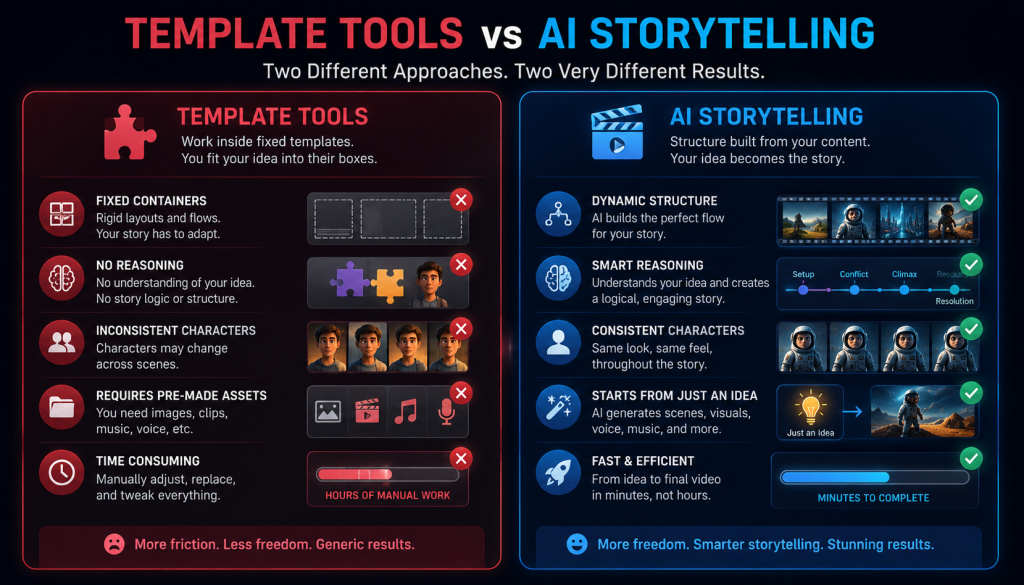 AI Storytelling vs Template Based Video Tools